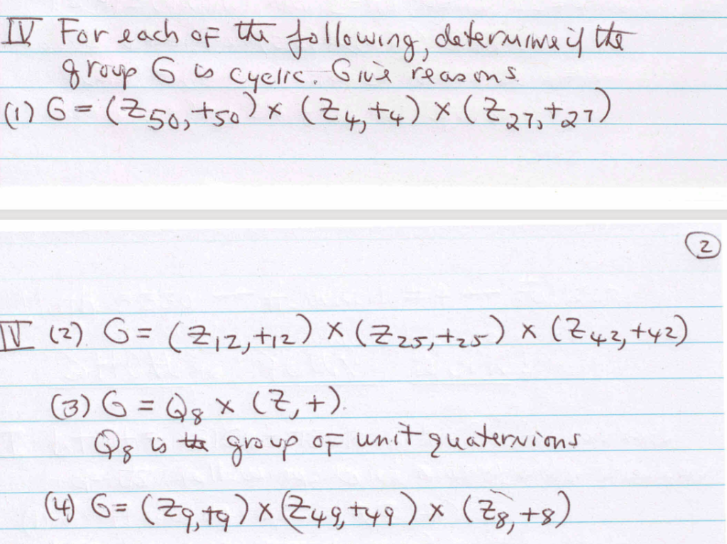 Solved IV For each of the following determine if the group 6 | Chegg.com