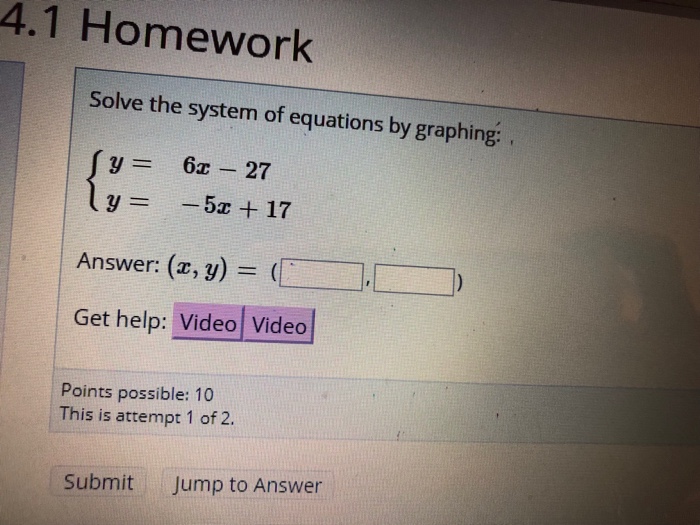 Solved 4.1 Homework Solve the system of equations by | Chegg.com