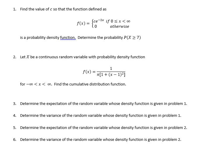 Solved 1 Find The Value Of C So That The Function Defined