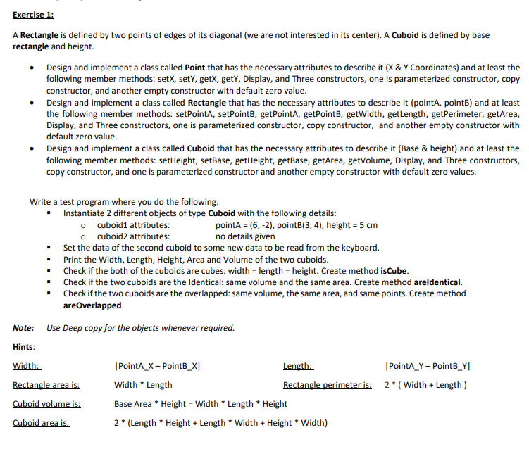 Solved Exercise 1: A Rectangle is defined by two points of | Chegg.com