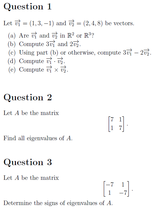 Solved Let V1=(1,3,−1) And V2=(2,4,8) Be Vectors. (a) Are V1 | Chegg.com