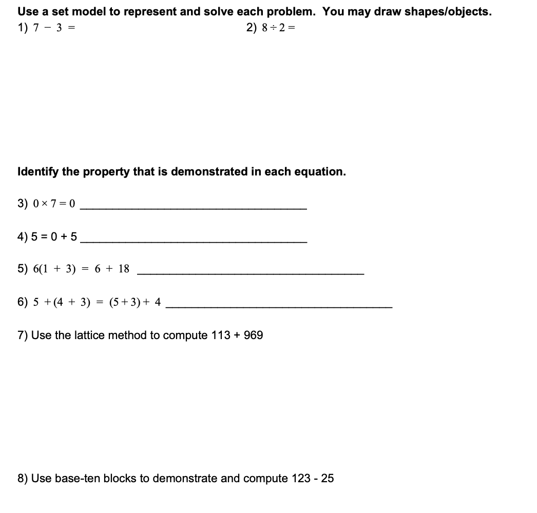 Solved Use a set model to represent and solve each problem. | Chegg.com