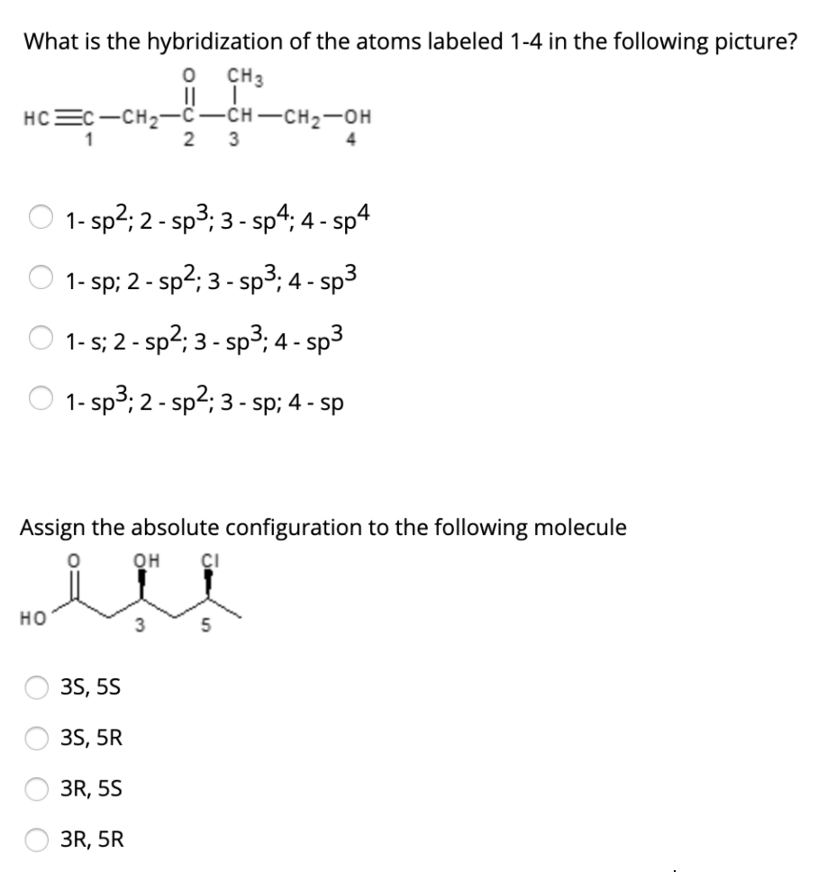 Solved What is the hybridization of the atoms labeled 1-4 in | Chegg.com