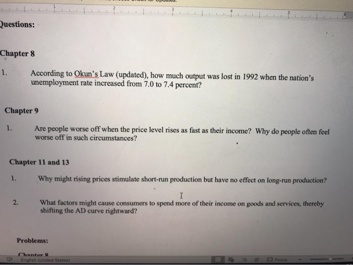 Solved Questions: Chapter 8 According To Okun's Law | Chegg.com