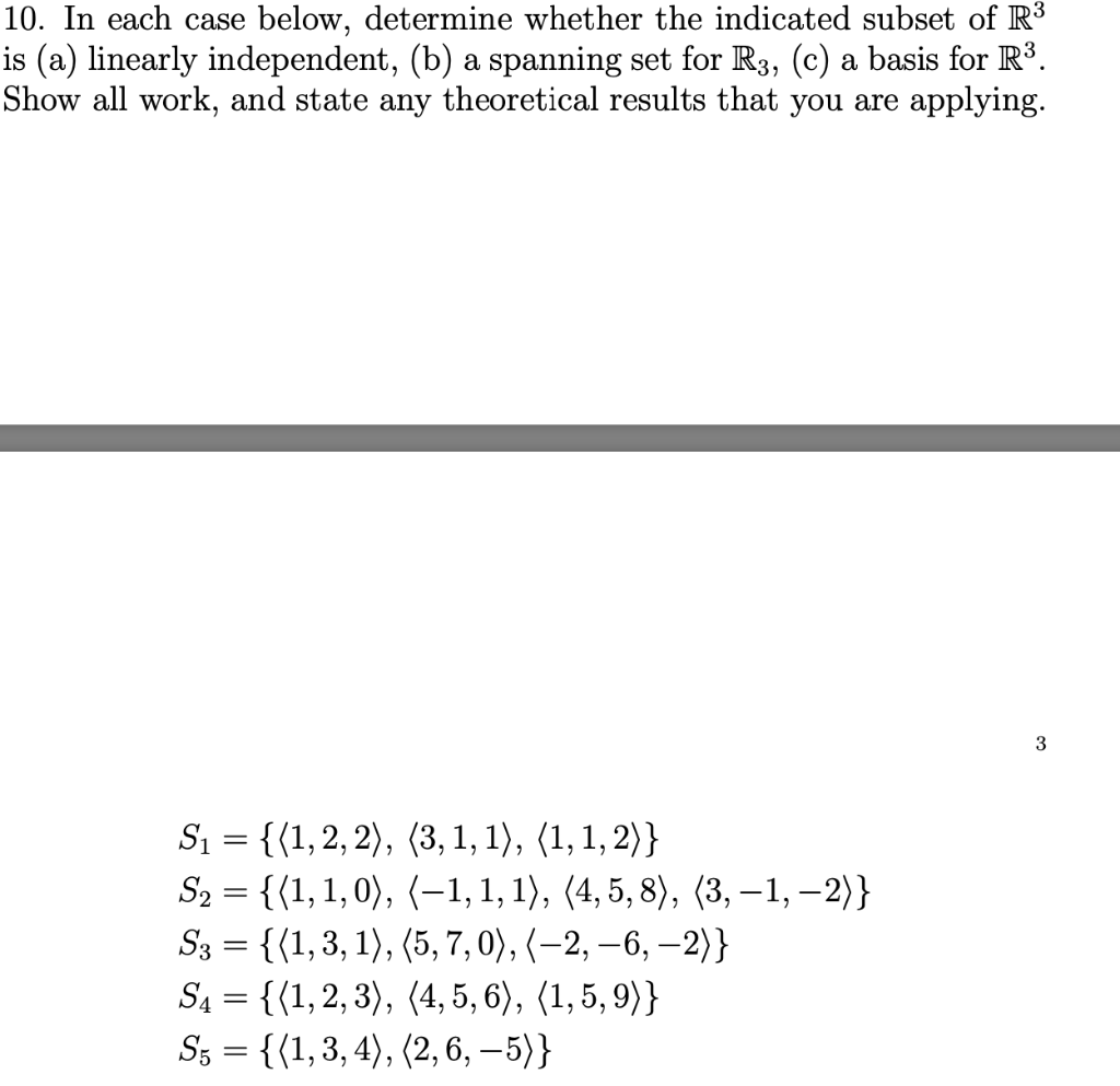 Solved 10. In each case below, determine whether the | Chegg.com