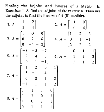 Solved Fluding the Adjoint and inverse of a Matrix In | Chegg.com