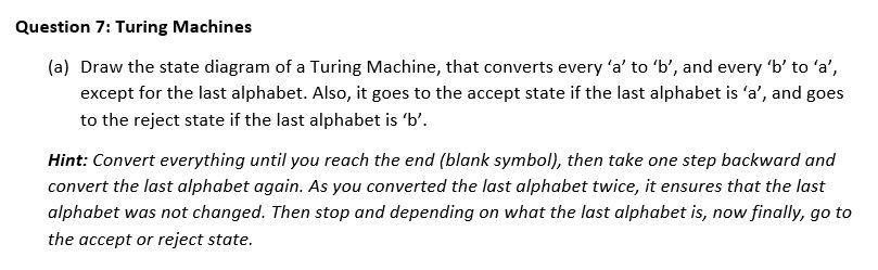 Solved Question 7: Turing Machines (a) Draw The State | Chegg.com