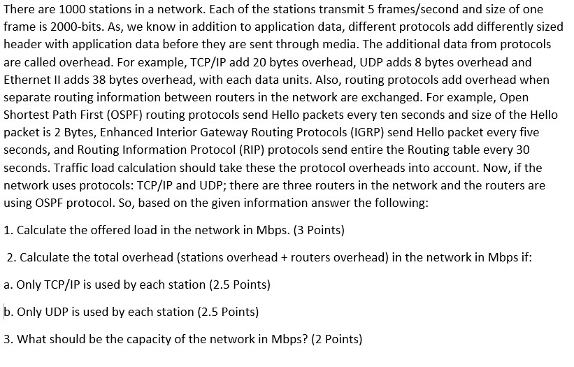 How To Calculate The Offered Load In The Network, | Chegg.com