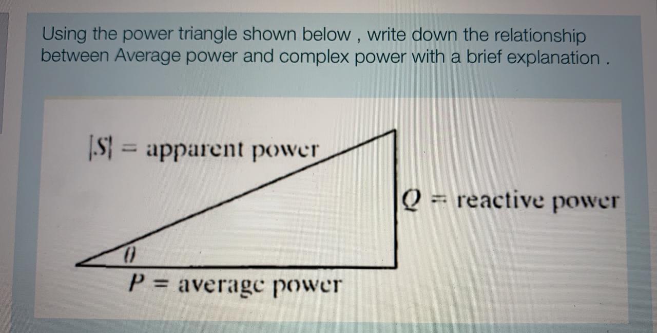 Solved Using the power triangle shown below, write down the | Chegg.com