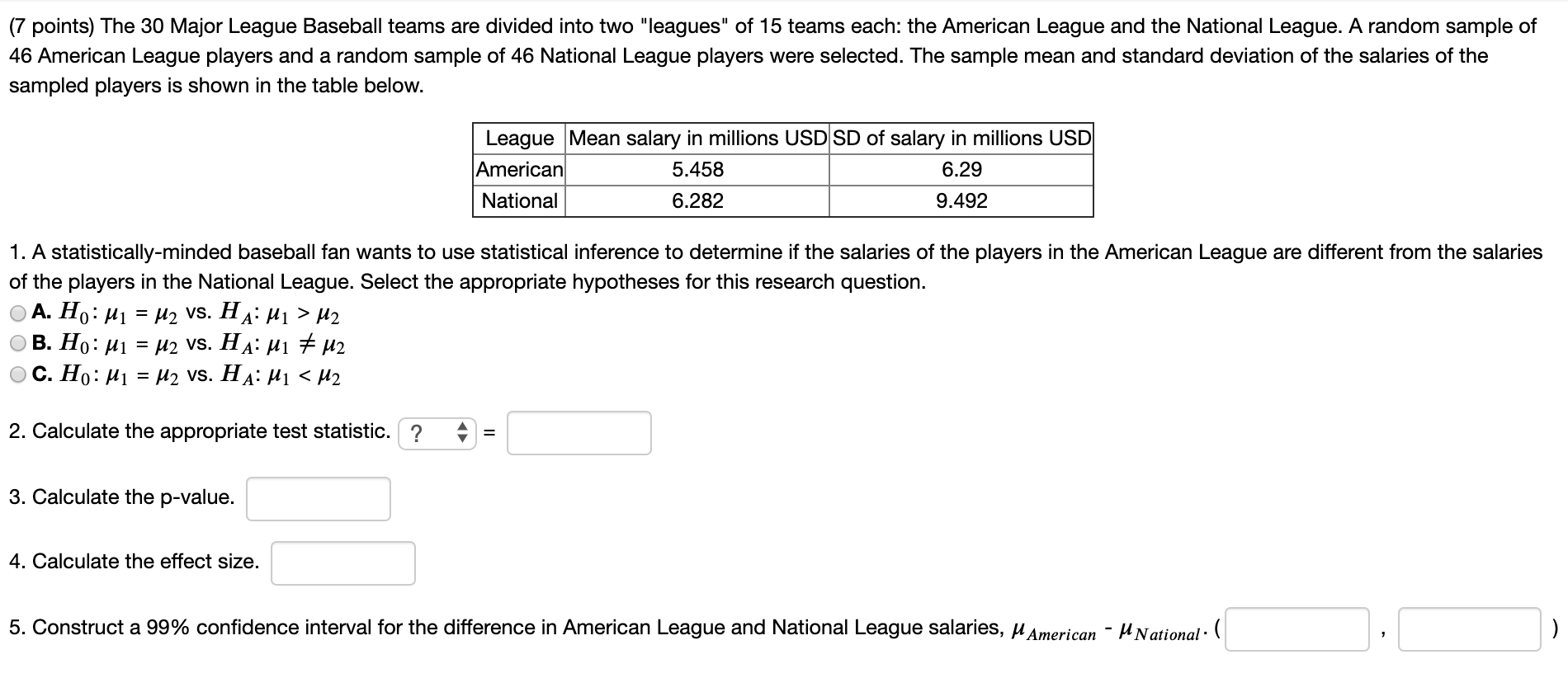 Solved 7 Points The 30 Major League Baseball Teams Are