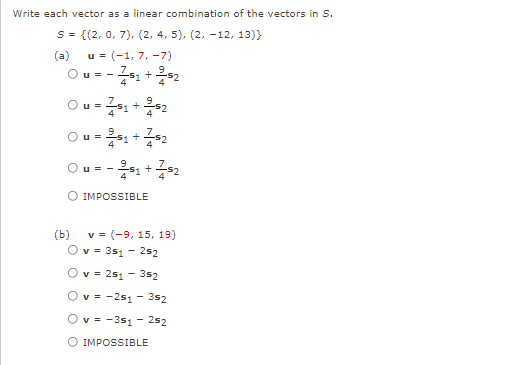 Solved Write Each Vector As A Linear Combination Of The | Chegg.com