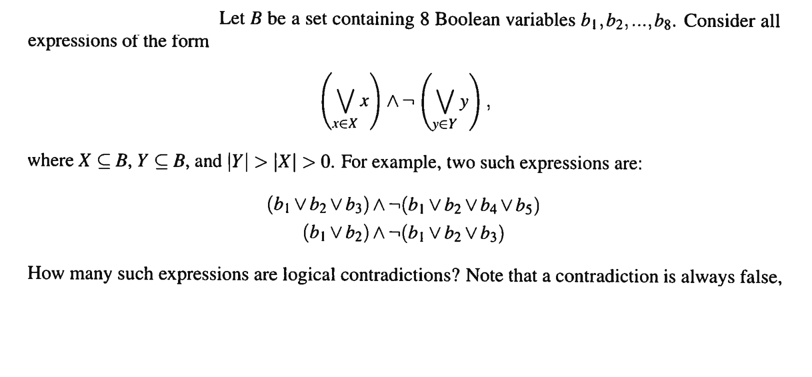 Solved Let B Be A Set Containing 8 Boolean Variables B1,b2, | Chegg.com