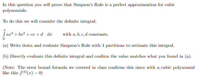 Solved In This Question You Will Prove That Simpson's Rule | Chegg.com