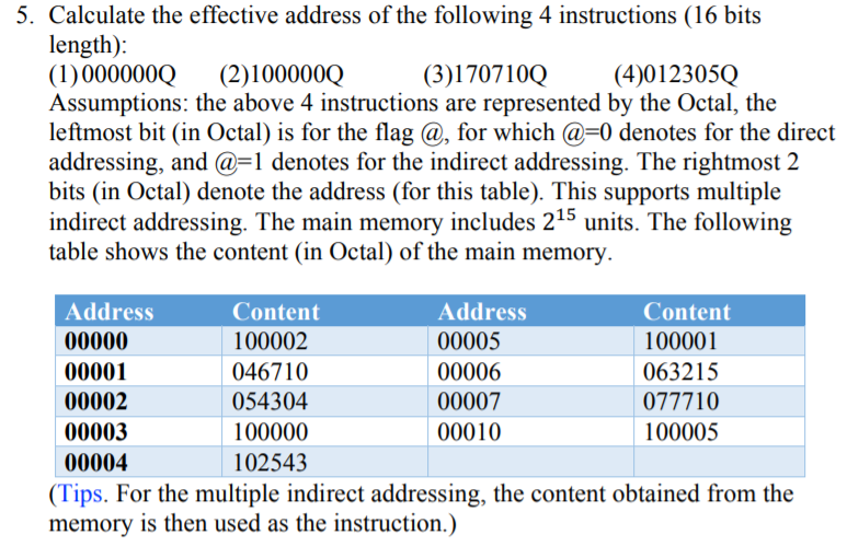 Solved 5. Calculate the effective address of the following 4 | Chegg.com