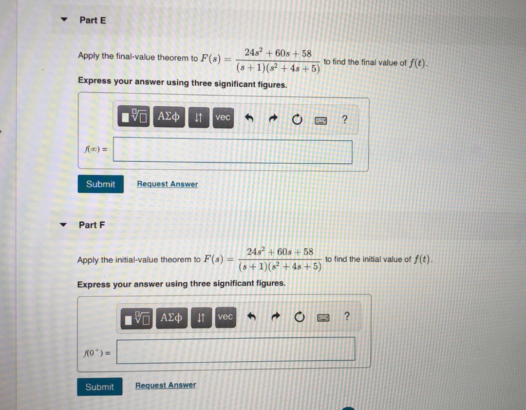 Solved Part G 200(8 + 7)(8 +14) Apply the final-value | Chegg.com