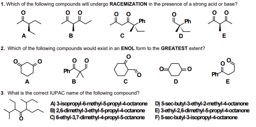 Solved 1 Which Of The Following Compounds Will Undergo R Chegg Com