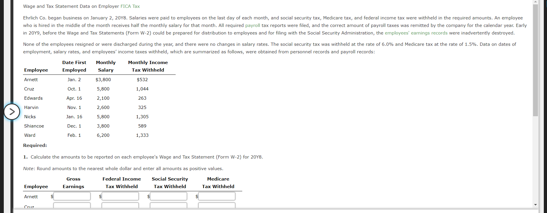 Solved Wage and Tax Statement Data on Employer FICA Tax