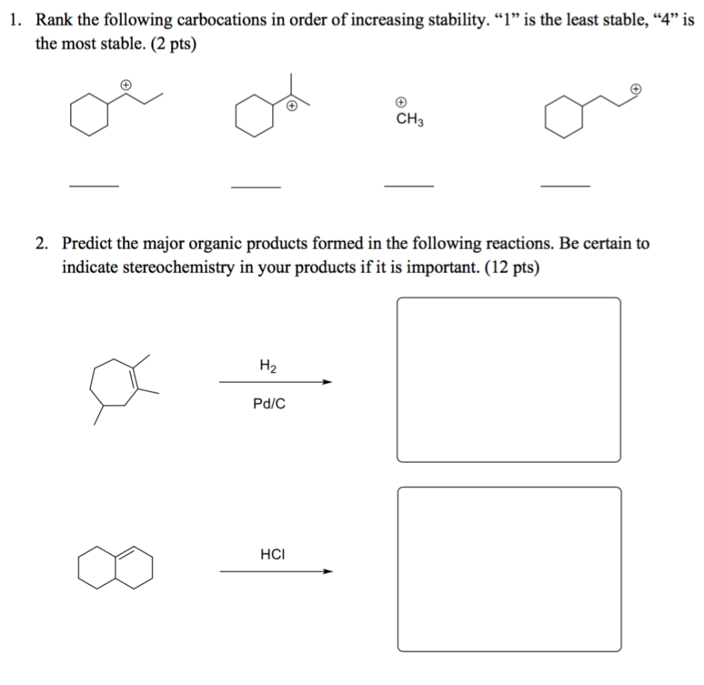 1 Rank The Following Carbocations In Order Of Chegg 