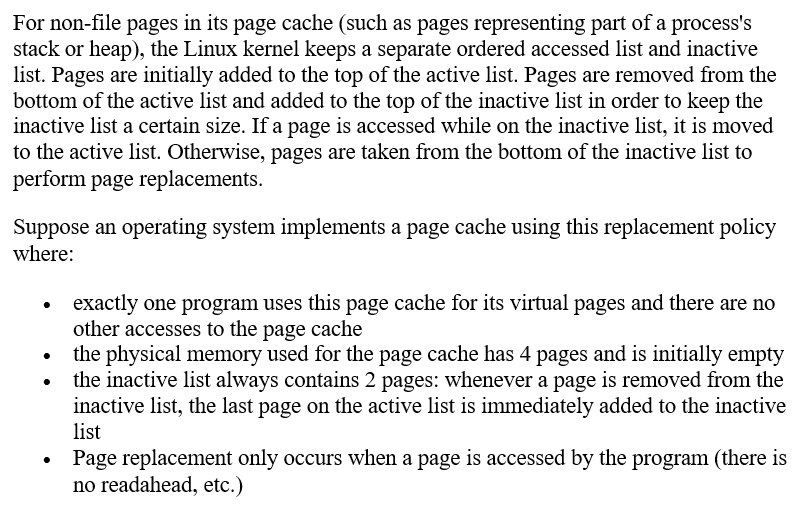 Inactive Pages For non-file pages in its page cache (such as pages | Chegg.com