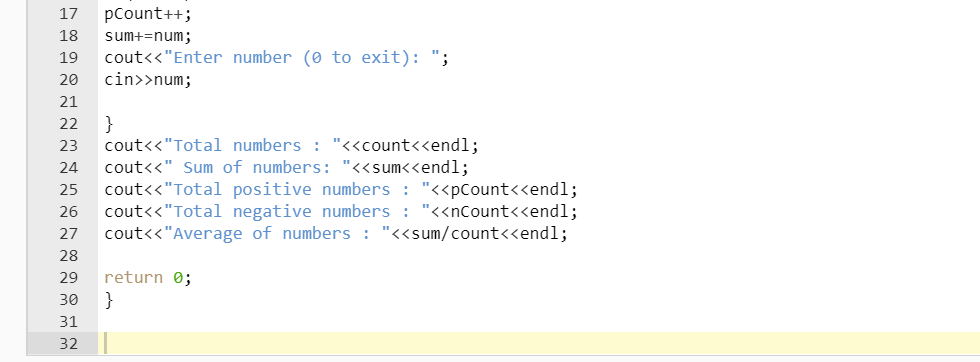 Solved (Count positive and negative numbers and compute the | Chegg.com