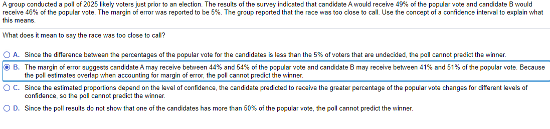 Solved A group conducted a poll of 2025 likely voters just | Chegg.com