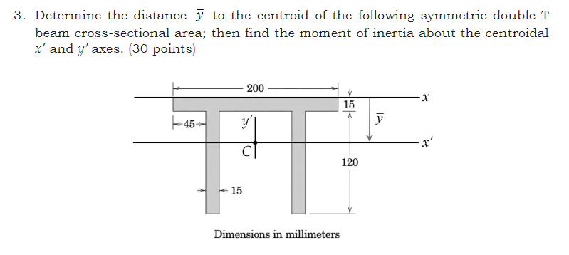 Solved 3. Determine the distance ū to the centroid of the | Chegg.com