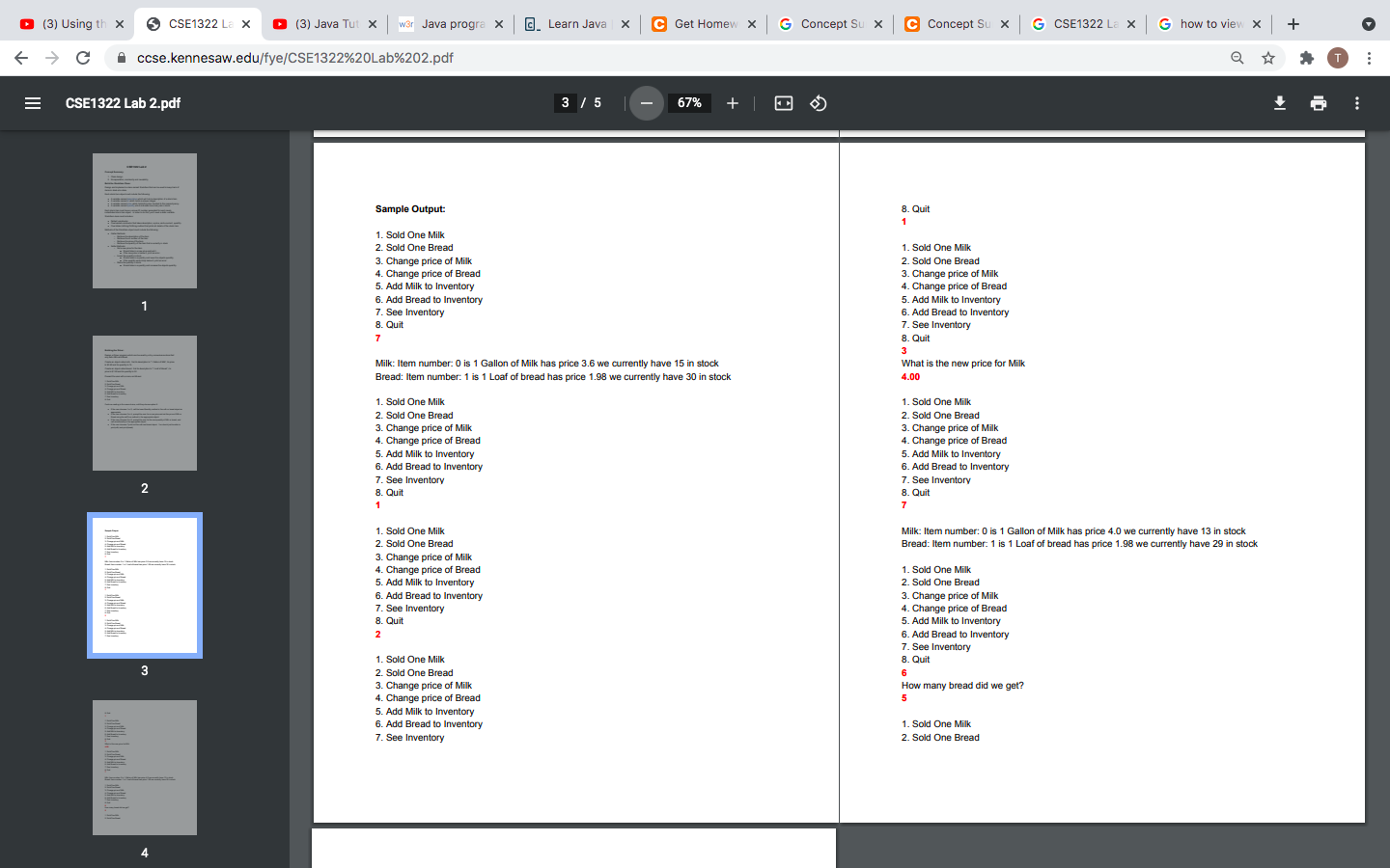 Solved (3) Using thx SCSE1322 La x (3) Java Tut | w3r Java | Chegg.com