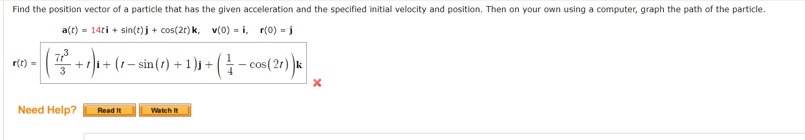Solved Find the position vector of a particle that has the | Chegg.com