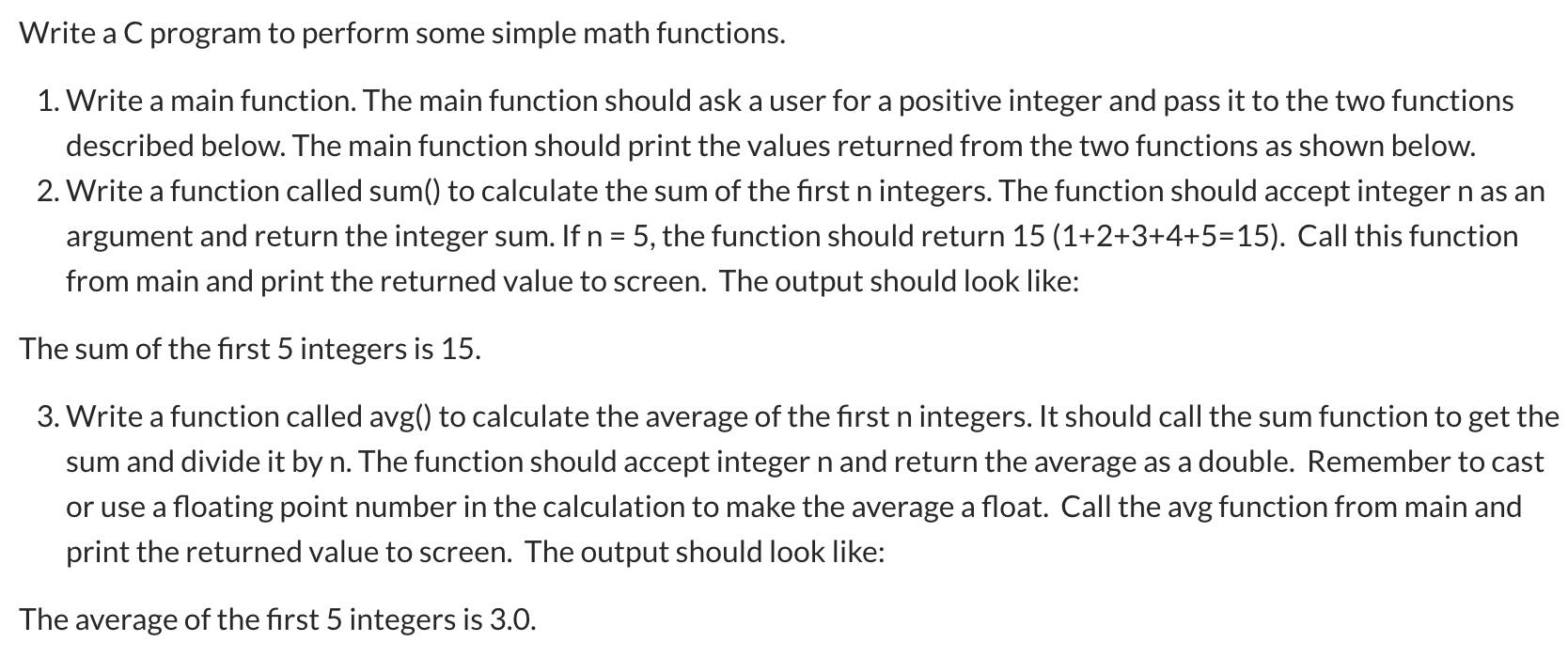 Solved Write a C program to perform some simple math | Chegg.com