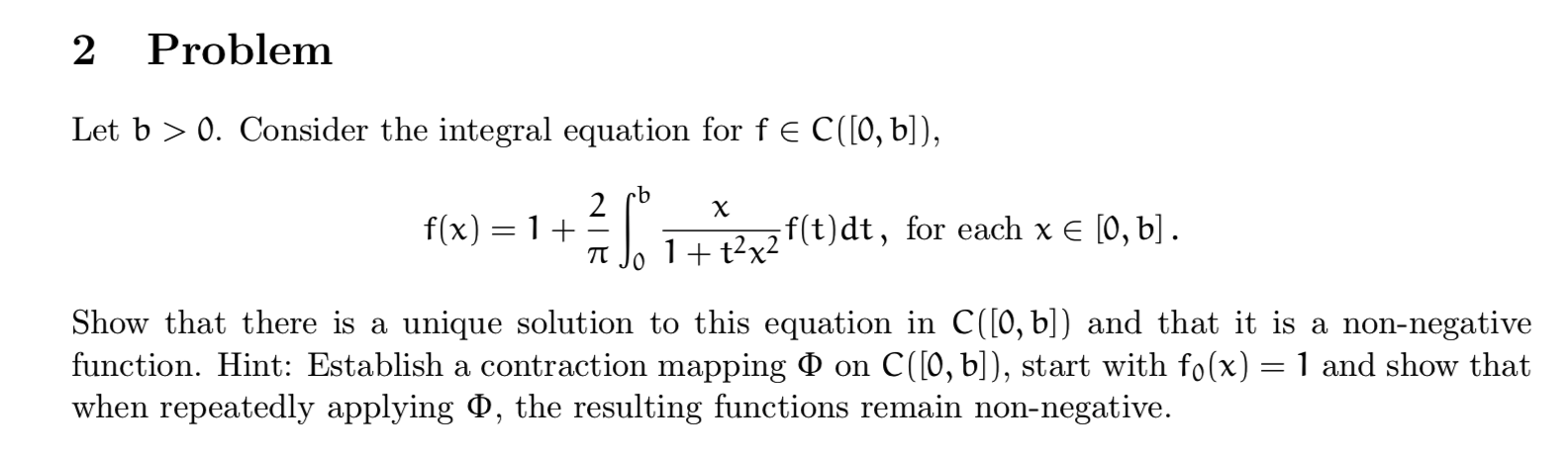 Solved 2 Problem Let B > 0. Consider The Integral Equation | Chegg.com