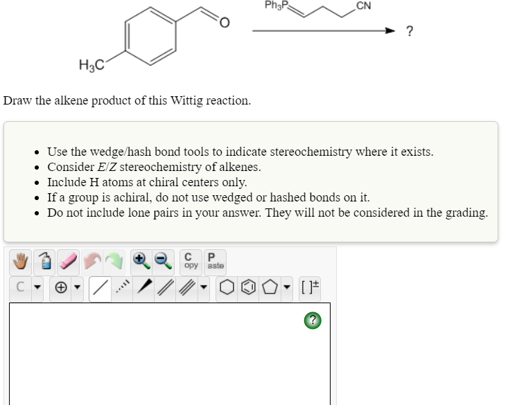 Solved Ph3P CN H3C Draw the alkene product of this Wittig