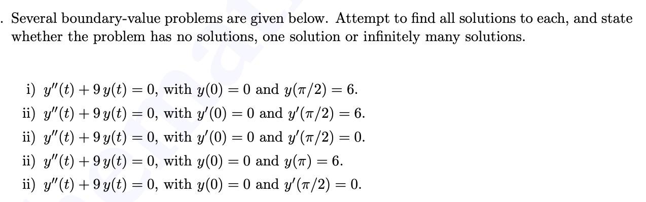 Solved Several boundary-value problems are given below. | Chegg.com
