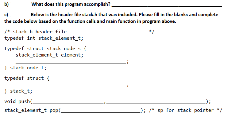 Solved Stack exercise. The main.c driver program below | Chegg.com