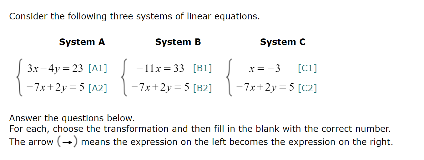 Solved Consider The Following Three Systems Of Linear | Chegg.com