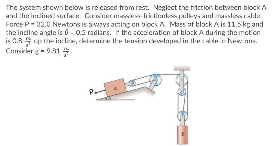 Solved The system shown below is released from rest. Neglect | Chegg.com