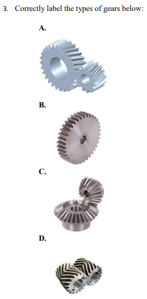 Solved 3. Correctly Label The Types Of Gears Below: A. B. C. | Chegg.com