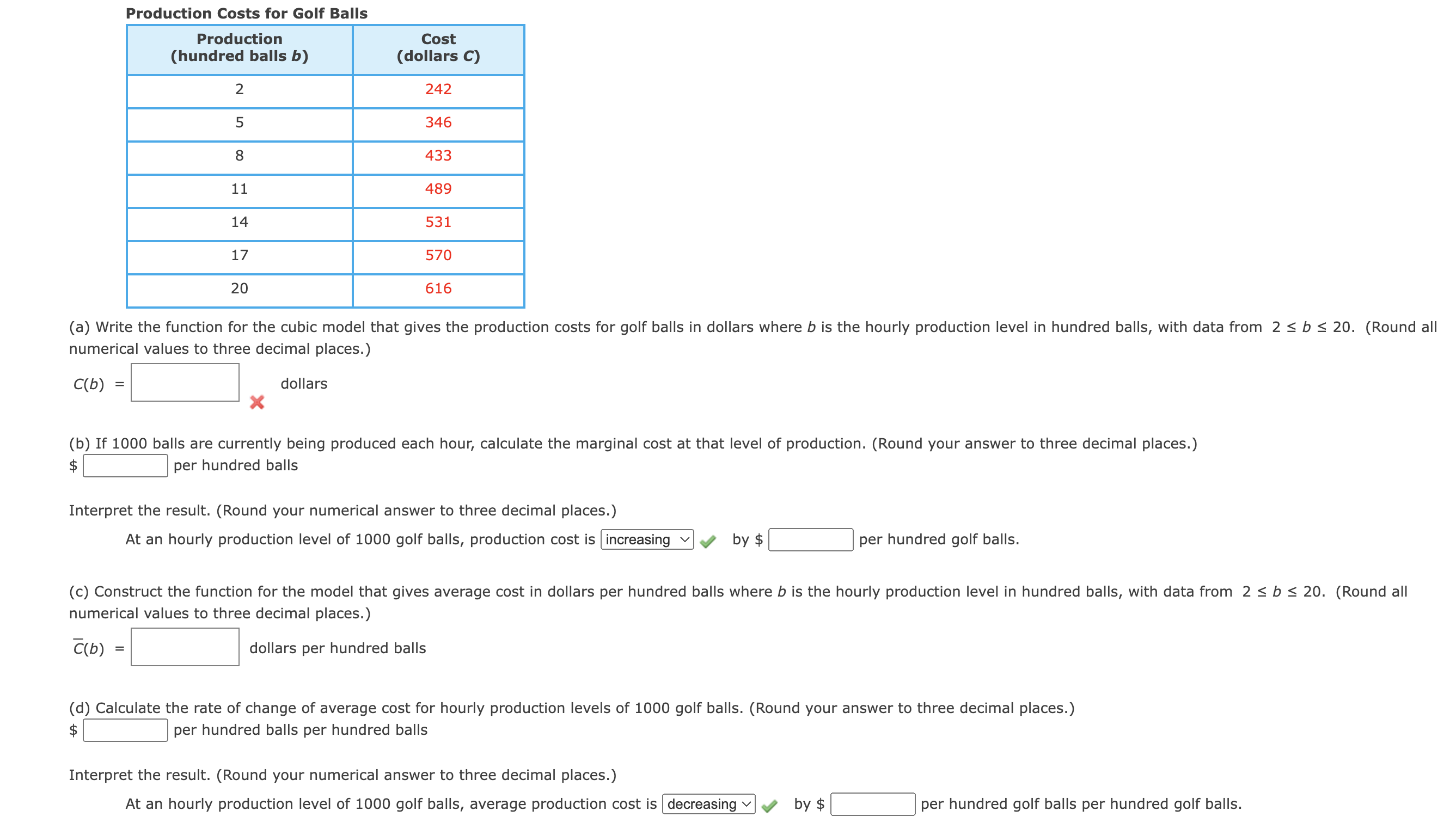 Solved Production Costs for Golf Balls numerical values to | Chegg.com