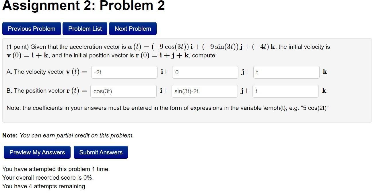 Solved Assignment 2: Problem 2 Previous Problem Problem List | Chegg.com