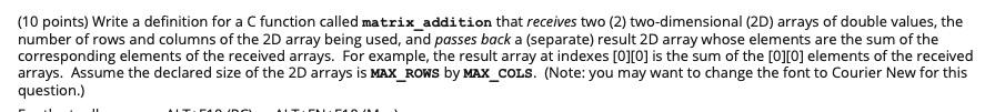 Solved (10 points) Write a definition for a C function | Chegg.com