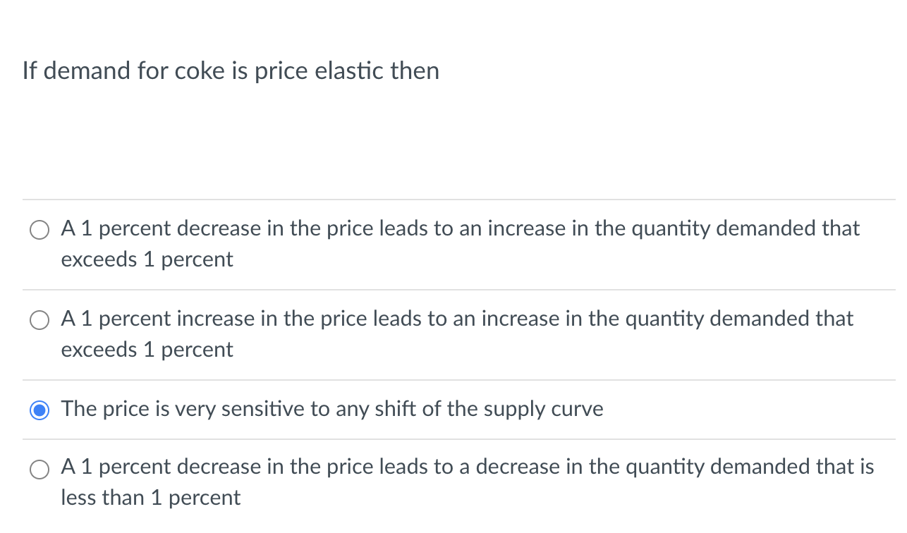 Solved If demand for coke is price elastic then A 1 percent | Chegg.com