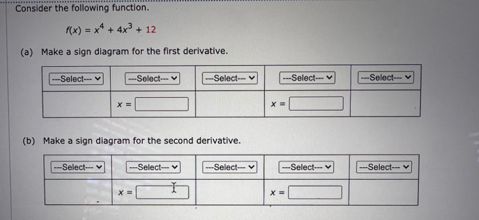 Solved Consider the following function. f(x) = x² + 4x3 + 12 | Chegg.com