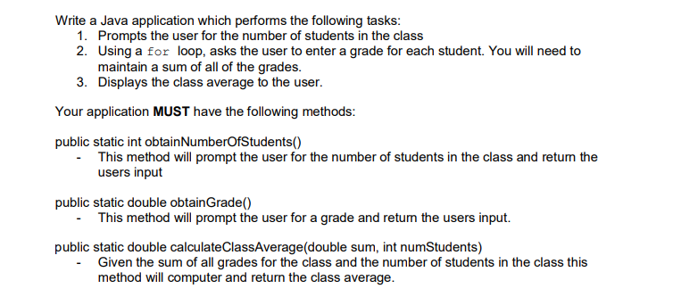 Solved Write a Java application which performs the following | Chegg.com