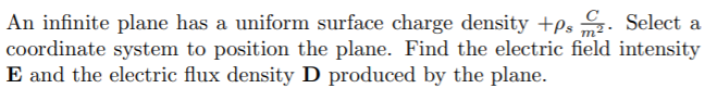 Solved An infinite plane has a uniform surface charge | Chegg.com