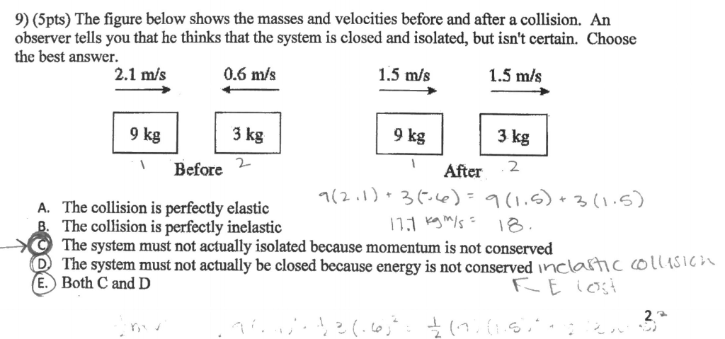 Solved 9) (5pts) The figure below shows the masses and | Chegg.com
