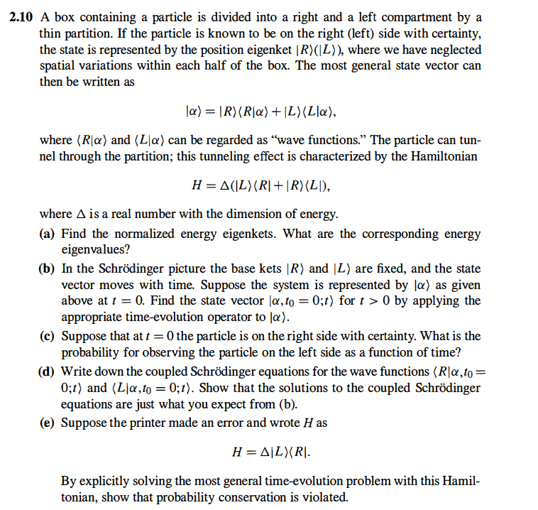 Solved 10 A Box Containing A Particle Is Divided Into A | Chegg.com