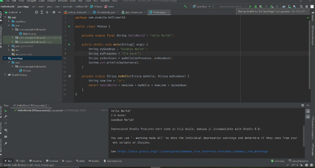 Solved Hi I cannot run an java coded app on my device. It | Chegg.com