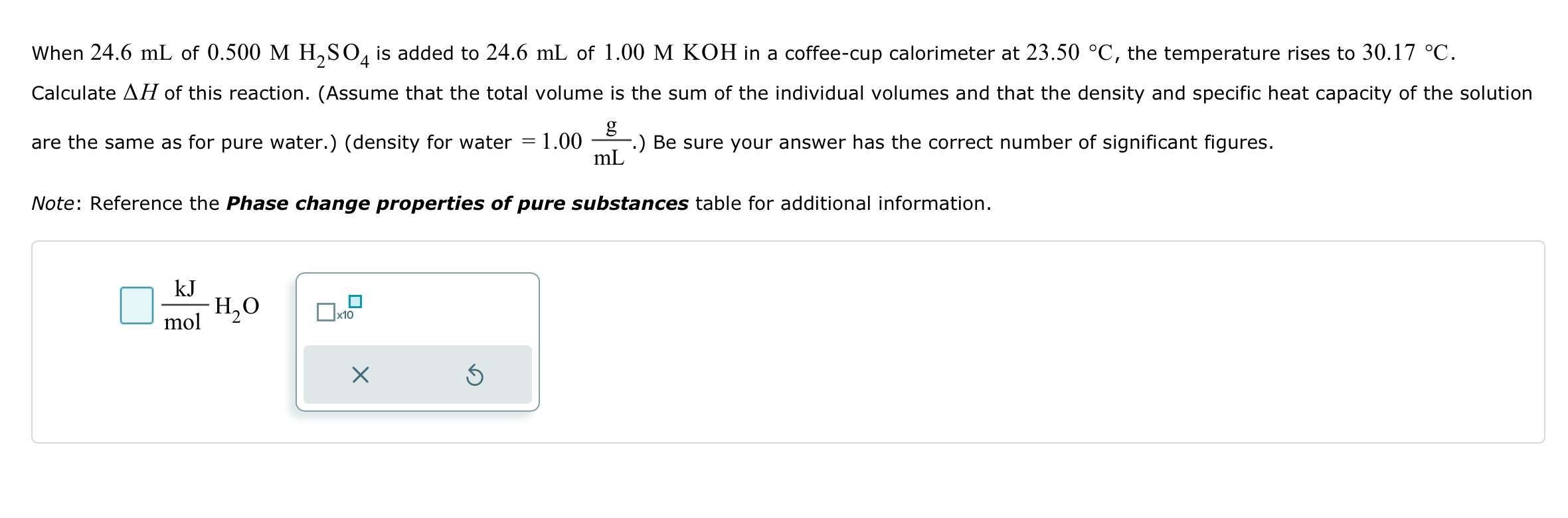 Solved When 24 6 ML Of 0 500MH2SO4 Is Added To 24 6 ML Of Chegg Com   Phpyv9bCo