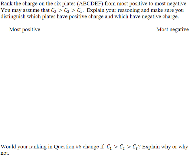 Solved Rank the charge on the six plates (ABCDEF) from most | Chegg.com