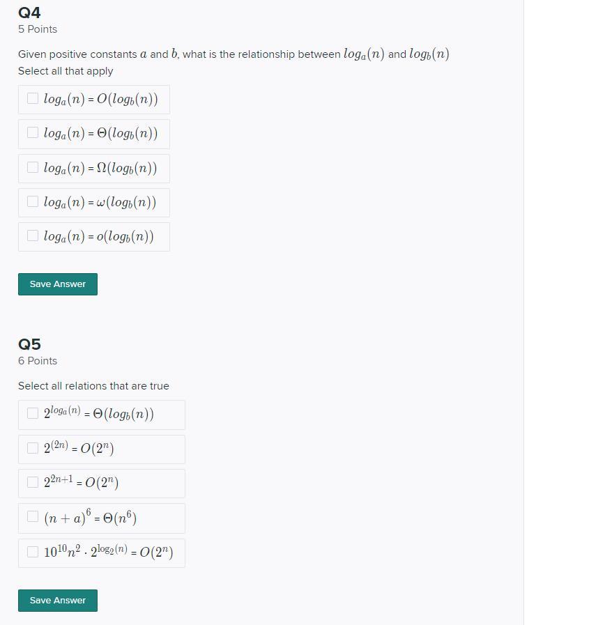 Solved Q4 5 Points Given positive constants a and b, what is | Chegg.com
