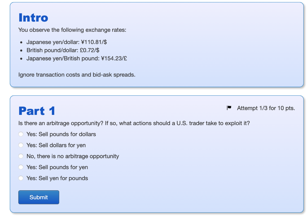 Solved Intro You Observe The Following Exchange Rates: . | Chegg.com